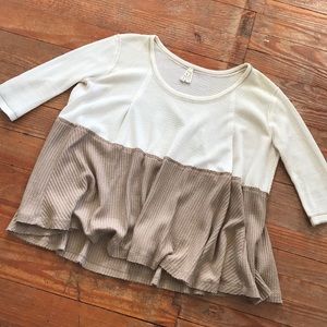 Free People Cream and Brown Half-Sleeve Thermal
